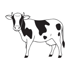 Cow graphic icon. Cow black silhouette isolated on white background. Vector illustration