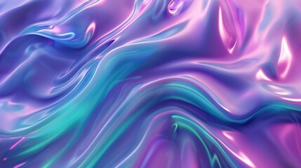 Obraz premium 3D render of a fluid liquid with iridescent color and metallic sheen abstract background