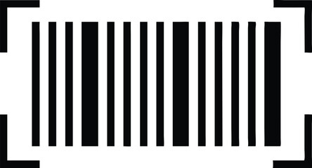 A simple black and white barcode icon is isolated on a transparent background