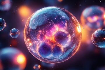 Fototapeta premium Vibrant spheres of energy in a cosmic display.