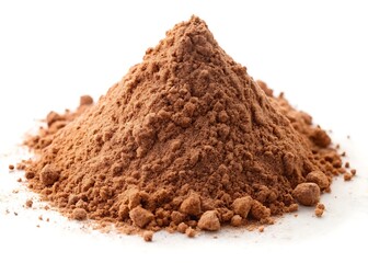 a small pile of brown powder on a white background