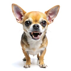 Obraz premium Angry chihuahua growling 2 years old isolated on white background