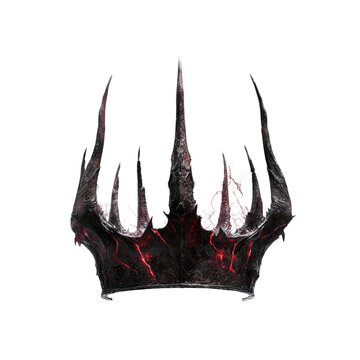 Fiery Obsidian Crown A 3D Render of a Dark Fantasy Regal Headpiece