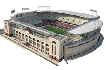 football stadium in 3d render realistic on white background, PNG