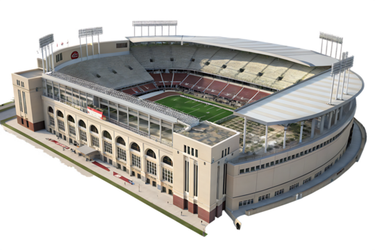football stadium in 3d render realistic on white background, PNG - Powered by Adobe