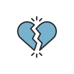 Broken heart colored icons, minimalist vector illustration ,simple transparent graphic element .Isolated on white background