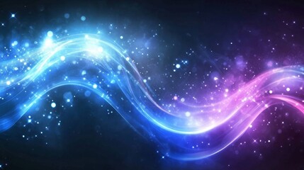 Obraz premium background image of glowing light waves in motion, creating a dynamic and shiny effect, with soft gradients of blue and purple