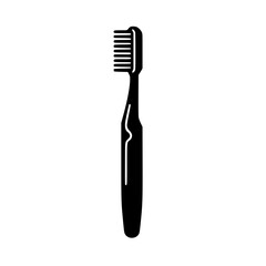 Toothbrush Icon – Minimal Black Clipart for Oral Hygiene and Personal Care Design Use