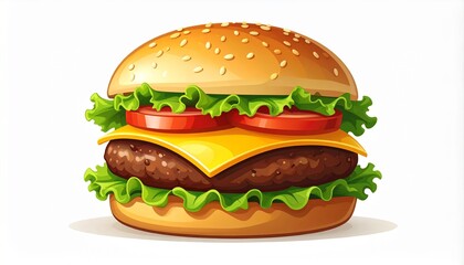  delicious beef burger with a beef patty, melted cheese  and fresh lettuce