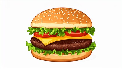  delicious beef burger with a beef patty, melted cheese  and fresh lettuce