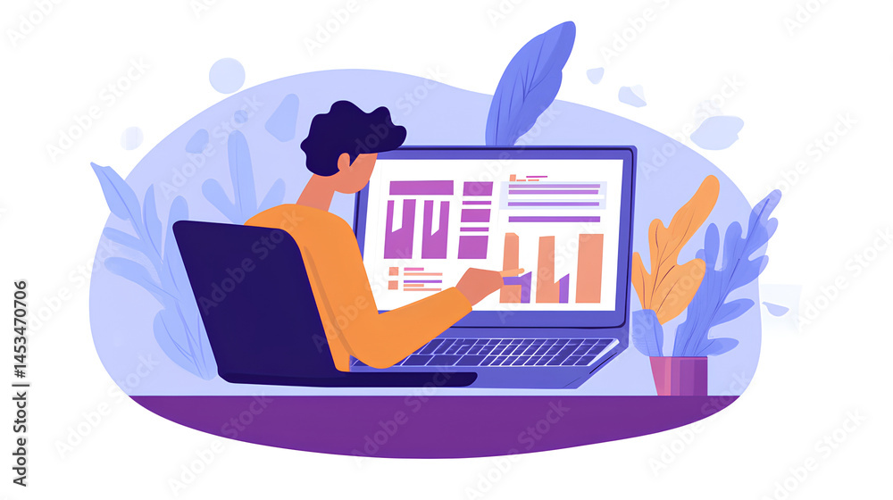 Poster data analytics and graphs. analysis of statistical business marketing data. data scientist using lap