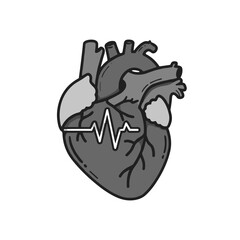 Heart symbol with heartbeat line in a minimalist style  