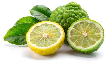 Kaffir lime lemon isolated on white background