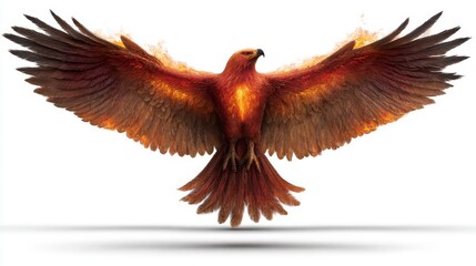 Fototapeta premium Majestic Phoenix Rising with Flames and Outstretched Wings in Flight