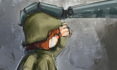A heartwarming sci-fi illustration series depicting the bond between a young girl and a guardian robot in a post-apocalyptic world. 
