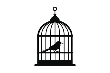 bird cage silhouette vector illustration on white background