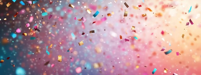 Colorful confetti floating in the air
