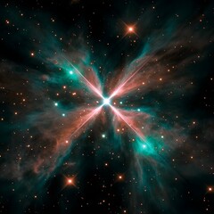 Stunning Celestial X shaped Nebula Cosmic Cloudscape A Breathtaking Image of Deep Space Star Clusters