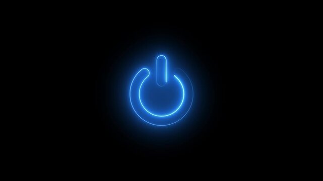 Neon power on off button icon animation.Power icon with neon light for technology and Innovation.