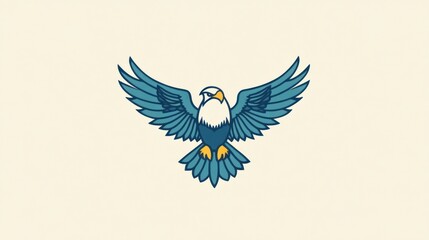 Obraz premium Eagle in flight, graphic design, minimalist style