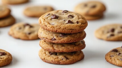 Stack of Four Delicious Chocolate Chip Cookies