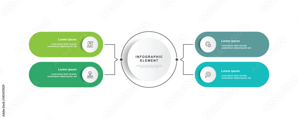 Poster 4 step diagram infographic template with icons suitable for business information and web presentation