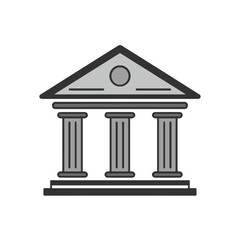 Classical building structure icon, minimalistic design, grayscale colors  