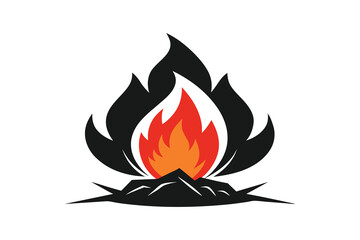 campfire silhouette vector illustration on white background