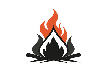 campfire silhouette vector illustration on white background