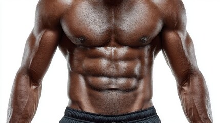 Fototapeta premium Muscular Male Torso with Defined Abs, Athletic Body, Fitness Concept