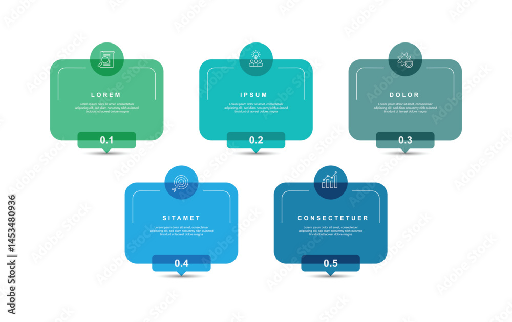 Poster 5 step columns or table square for infographic template, banner presentation, business information a