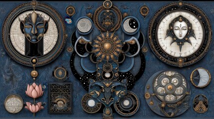Cosmic Enlightenment Awakening Artistic Representation Featuring Celestial Elements, Mandalas, and Mystical Symbols in Vibrant Colors