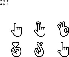 Fototapeta premium Hand Gesture Line Icons Set. Hand vector silhouette.