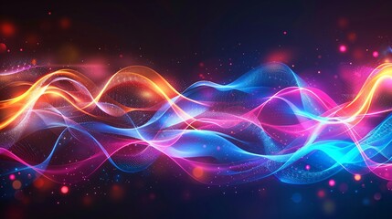 Obraz premium Abstract background with vibrant waves liquid shapes and glowing lights 3d rendering illustration