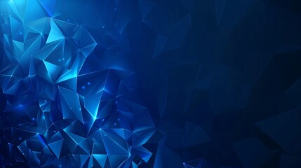 Abstract blue geometric background with polygonal low poly shapes and lines technology banner