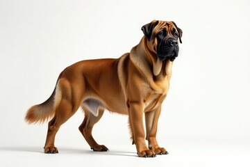 Fototapeta premium Majestic mastiff, powerful stance, white background, canine, gentle
