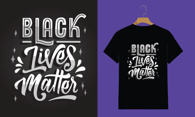 Black Lives Matter T-Shirt Design – Bold Hand-Lettered Typography in Monochrome Style


