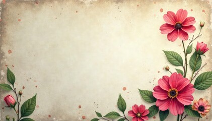 Subtle floral motif on a faded, distressed surface, design, retro, aesthetic