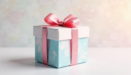 Fototapeta premium Subtle pastel gift box repeat, soft watercolour style, graphic, pretty, blue