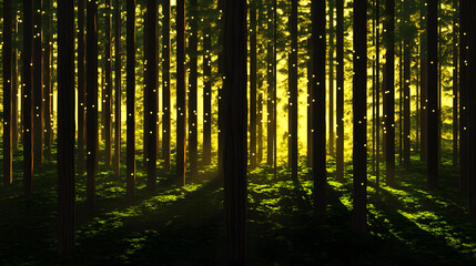 Fototapeta premium forest, trees, tree, nature, landscape, autumn, misty, green, wood, mist, light, sun, woods, fog, pine, path, foliage, woodland, leaf, foggy, spring, fall, park, morning, beech