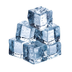 Obraz premium Pile of ice cubes stacked high on transparent background