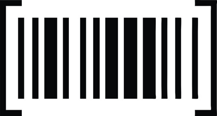 Simple black barcode icon with vertical lines and bracket shapes on a white background