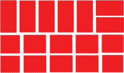 set of red and white fabric zigzag edge, silhouette scalloped frames et  with scallop shape. Rectangle Square. Various. different sizes,