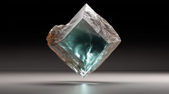 artistic representation of a DeFi token as a floating crystal shard