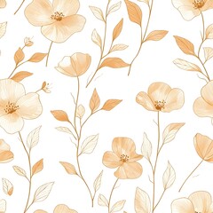 Delicate, light beige floral pattern with subtle stems and leaves.
