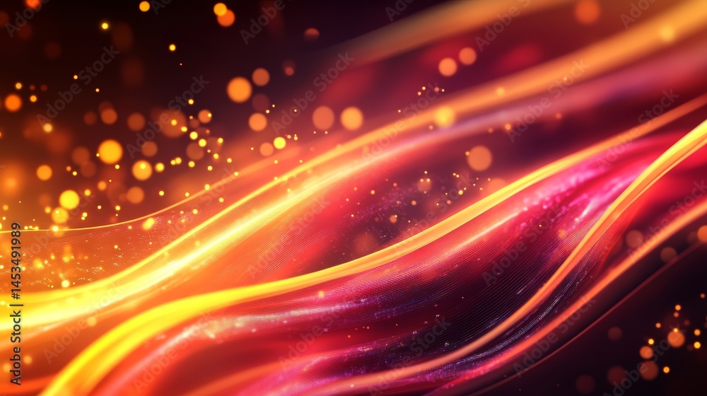 Wall mural background of glowing data streams in motion, representing the flow of information and technology, w
