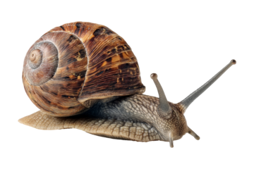 Snail moving slowly in nature