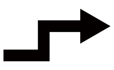 階段状の右向き矢印 黒