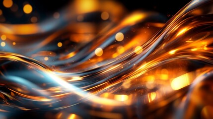 background of light waves reflecting and refracting on a shiny glass surface, creating a glowing and dynamic effect