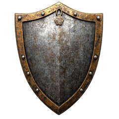 Metallic defense security shield isolated on transparent background